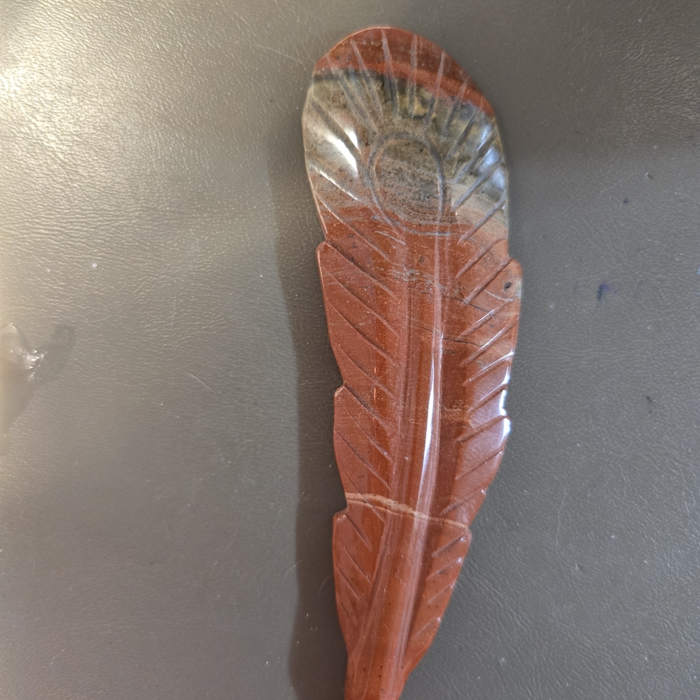 Red Jasper  Feather Decor